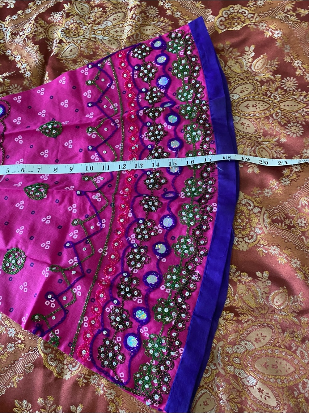 Girls' Embellished Magenta Party Dress with two piece skirt set - Picture 6 of 9